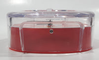 1982 - 2008 Mickey Mouse Cello Bass Violin Fiddle Shaped Clear and Red 6 1/2" Tall Plastic Clock