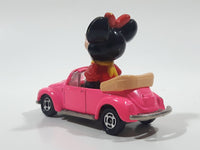 Vintage Tomy Walt Disney Production No. PD-6 Minnie Mouse VW Volkswagen Beetle Convertible Hot Pink Die Cast Metal Toy Car Construction Vehicle