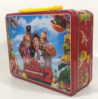 2013 Sony Pictures Animation Cloudy with a chance of Meatballs 2 Movie Film Red Embossed Tin Metal Lunch Box