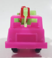 Crane Truck Hot Pink and Green with Red Boom Plastic Toy Car Vehicle