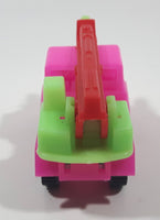 Crane Truck Hot Pink and Green with Red Boom Plastic Toy Car Vehicle