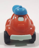 Kinder Surprise Orange and Blue Snap Together Plastic Toy Car Vehicle Wearing a Hat