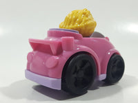 2009 Mattel Fisher Price Little People Wheelies Blonde Girl Purple Clothes Pink Plastic Toy Car Vehicle