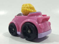 2009 Mattel Fisher Price Little People Wheelies Blonde Girl Purple Clothes Pink Plastic Toy Car Vehicle