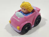 2009 Mattel Fisher Price Little People Wheelies Blonde Girl Purple Clothes Pink Plastic Toy Car Vehicle