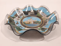 Vintage Disneyland Exclusive Walt Disney Productions Sleeping Beauty's Castle 7 1/2" Diameter Blue Waved Edge Glass Candy Dish / Ash Tray