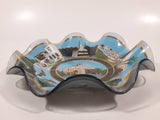 Vintage Disneyland Exclusive Walt Disney Productions Sleeping Beauty's Castle 7 1/2" Diameter Blue Waved Edge Glass Candy Dish / Ash Tray