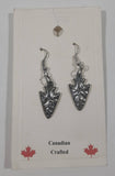 Western Indian Arrowhead Shaped Dangling Metal Earrings Canadian Crafted