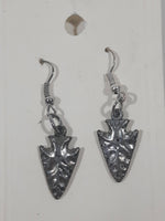 Western Indian Arrowhead Shaped Dangling Metal Earrings Canadian Crafted