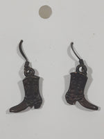 Western Cowboy Boot Shaped Dangling Metal Earrings Canadian Crafted