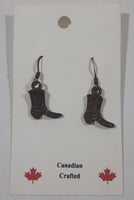 Western Cowboy Boot Shaped Dangling Metal Earrings Canadian Crafted