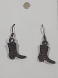 Western Cowboy Boot Shaped Dangling Metal Earrings Canadian Crafted