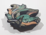 Vintage Mother of Pearl Abalone Horse Head Shaped Metal Brooch Pin