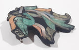 Vintage Mother of Pearl Abalone Horse Head Shaped Metal Brooch Pin