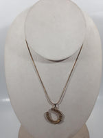Western Horse Shoe 16" Long Gold Tone Metal Chain Necklace
