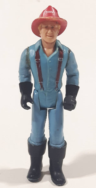 Vintage 1979 Tonka Play People Male Fireman Firefighter Blue Clothing Man 3 3/4" Tall Plastic Toy Action Figure Made in Hong Kong