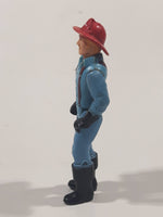 Vintage 1979 Tonka Play People Male Fireman Firefighter Blue Clothing Man 3 3/4" Tall Plastic Toy Action Figure Made in Hong Kong