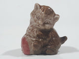 Vintage Wade Red Rose Tea Figurine Kitten with Pink Tinted Yarn