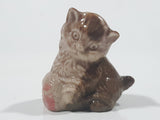 Vintage Wade Red Rose Tea Figurine Kitten with Pink Tinted Yarn