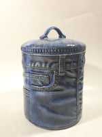 Vintage Blue Denim Jeans Style 8 1/2" Tall Ceramic Cookie Jar