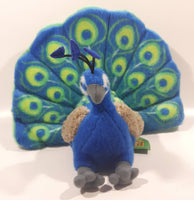 Wild Republic Blue and Green Peacock 9" Tall Stuffed Toy Animal Plush