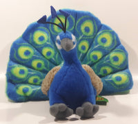 Wild Republic Blue and Green Peacock 9" Tall Stuffed Toy Animal Plush