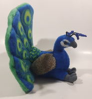 Wild Republic Blue and Green Peacock 9" Tall Stuffed Toy Animal Plush