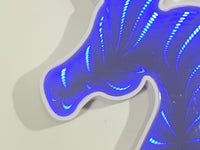 Unicorn Head Shaped Blue LED Infinity Mirror 6 3/4" x 7 3/4"