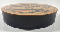 Vintage Clarence A. Wells Eagle and Salmon Themed 10 1/2" Bent Wood Aboriginal Drum Art