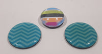 Colorful Striped 1" Diameter and Zig Zag Pattern 1 1/4" Diameter Fridge Magnets Set of 3