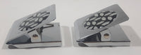 Black and White Life Saver Style Heavy Metal Fridge Magnet Clips Set of 2