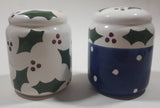 Christmas Holly Themed 3 1/2" Tall Ceramic Salt and Pepper Shaker Set