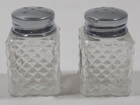 Vintage Nova Scotia Metal Top Clear Glass Small 1 3/4" Tall Salt and Pepper Shaker Set