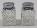 Vintage Nova Scotia Metal Top Clear Glass Small 1 3/4" Tall Salt and Pepper Shaker Set