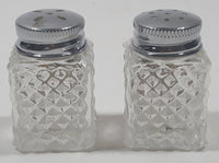 Vintage Nova Scotia Metal Top Clear Glass Small 1 3/4" Tall Salt and Pepper Shaker Set