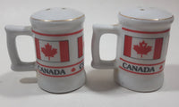 Canada Flag Themed Ceramic 6 1/2" Tall Salt and Pepper Shaker Set