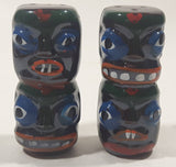 Vintage Hand Painted Totem Pole Shaped Ceramic 3" Tall Salt and Pepper Shaker Set Made in Japan