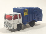 Vintage 1979 Lesney Matchbox Superfast No. 36 Colectomatic Refuse Truck White and Blue Garbage Pickup Die Cast Toy Car Vehicle with Sliding Compactor