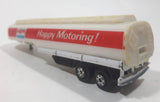 Vintage Yatming Exxon Happy Motoring! Semi Gas Petrol Tanker Trailer White and Red Die Cast Toy Car Vehicle Made in Hong Kong