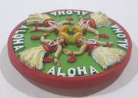 Aloha Hula Girl 3D Resin 3" Diameter Fridge Magnet