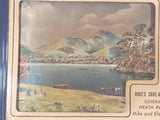 Vintage Mike's Save-A-Dollar Store General Store Meath Park Saskatchewan Mike and Elsie Ewanchyna Copper, Gold, Silver Foil Themed Lake Picture 6 1/2" x 8 1/2" Plastic Framed Advertising Thermometer