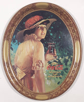 Vintage 1976 Reproduction of 1916 Coca Cola World War 1 Girl Advertisement 10 1/2" x 12 3/4" Oval Shaped Tin Metal Beverage Serving Tray