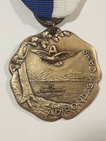 Antique Dieges & Clust New York Adirondack Camp Bronze Eagle Award Medal with Blue White Team Ribbons