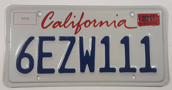 2011 California White with Dark Blue Letters Vehicle License Plate 6EZW111