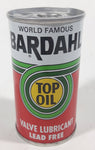 Vintage World Famous Bardahl Top Oil Valve Lubricant Lead Free 6 Fl Oz. 170mL 3 7/8" Tall Metal Oil Can FULL