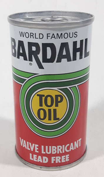 Vintage World Famous Bardahl Top Oil Valve Lubricant Lead Free 6 Fl Oz. 170mL 3 7/8" Tall Metal Oil Can FULL