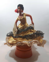 Vintage Spanish Mexican Salsa Cha Cha Fan Dancer Wind Up Musical Doll 11" Tall with Stand Made in Japan