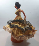 Vintage Spanish Mexican Salsa Cha Cha Fan Dancer Wind Up Musical Doll 11" Tall with Stand Made in Japan