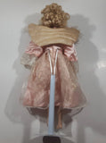 Pink Dress Porcelain Angel with Wings 17 1/2" Tall Doll with Stand