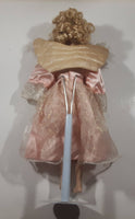 Pink Dress Porcelain Angel with Wings 17 1/2" Tall Doll with Stand